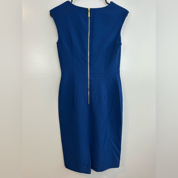 Adrianna Papell Blue Sleeveless V-neck Wrap Pleated Shift Dress Size 2 - Picture 7 of 9